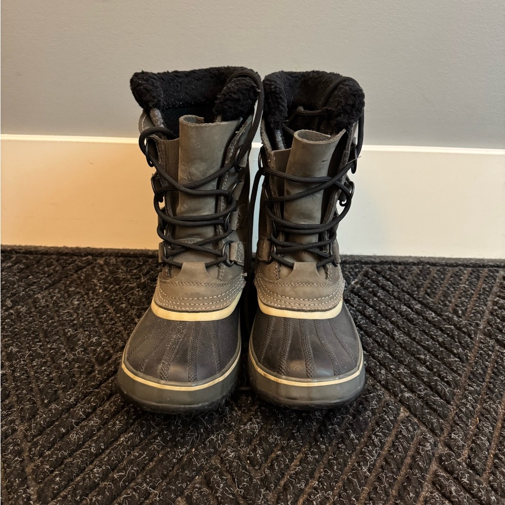 Sorel Black and Gray Winter Boots with Waterproof Design